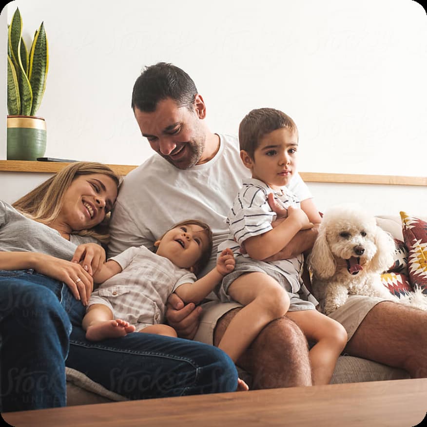 Family on the couch